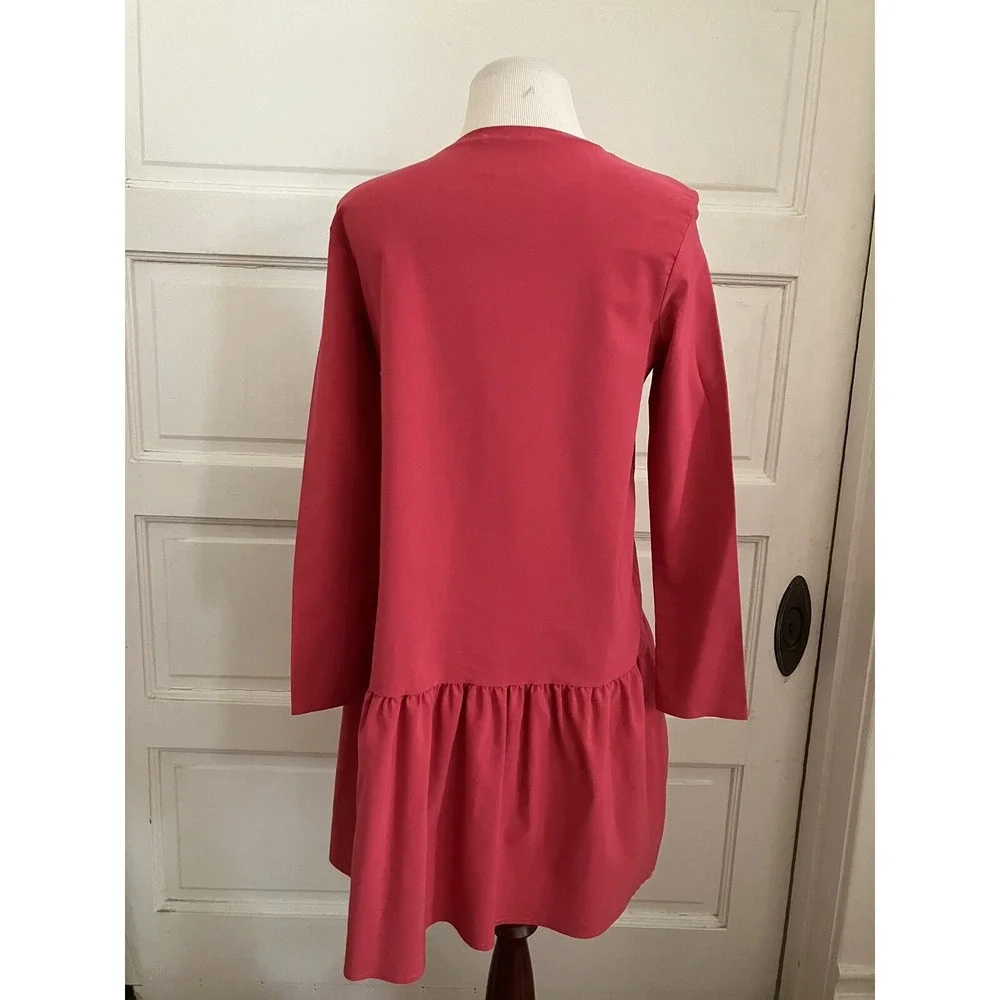 Zara Dress Red Sz S Long  Sleeve Flare Babydoll cottagecore‎ boho